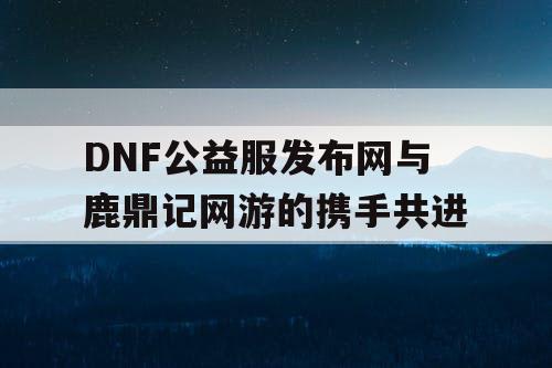 DNF公益服发布网与鹿鼎记网游的携手共进