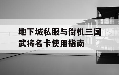 地下城私服与街机三国武将名卡使用指南