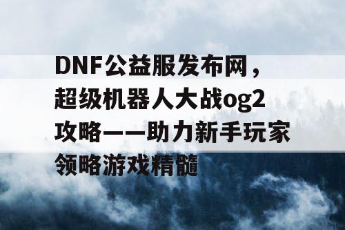 DNF公益服发布网，超级机器人大战og2攻略——助力新手玩家领略游戏精髓