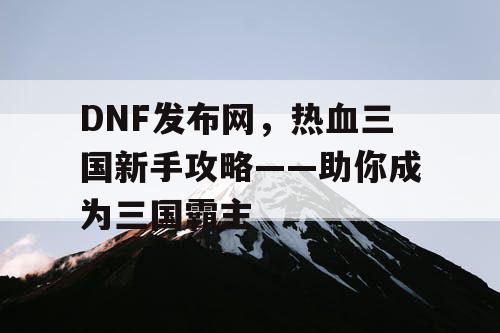 DNF发布网，热血三国新手攻略——助你成为三国霸主