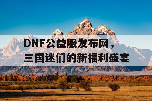 DNF公益服发布网，三国迷们的新福利盛宴