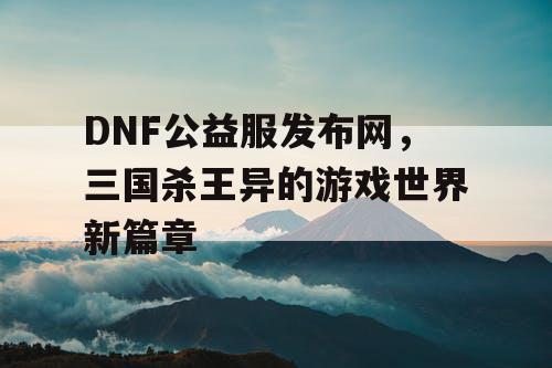 DNF公益服发布网，三国杀王异的游戏世界新篇章