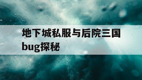 地下城私服与后院三国bug探秘